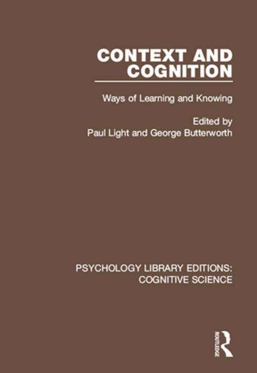 Cover of the book Context and Cognition by , Taylor and Francis