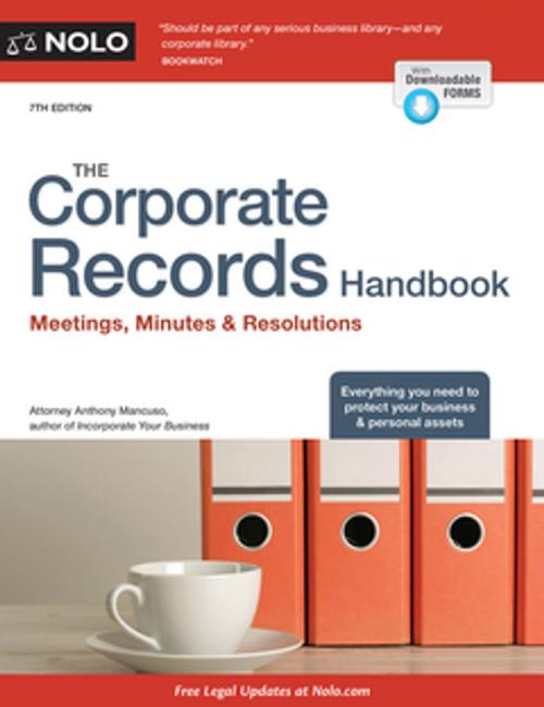 Cover of the book Corporate Records Handbook, The by Anthony Mancuso, Attorney, NOLO