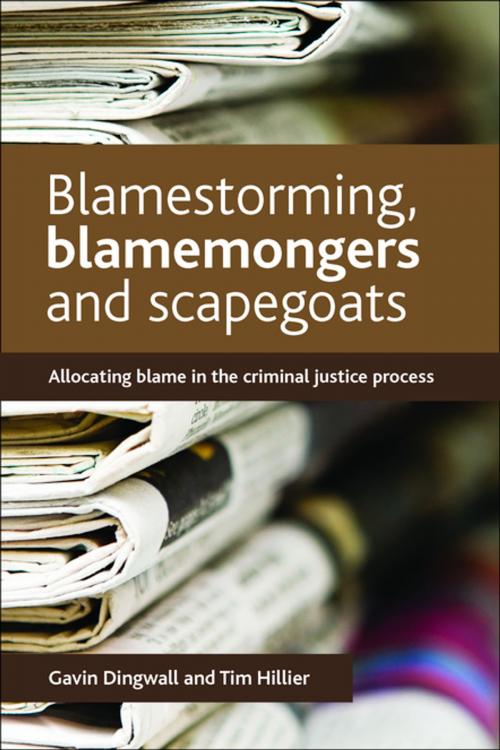 Cover of the book Blamestorming, blamemongers and scapegoats by Hillier, Tim, Dingwall, Gavin, Policy Press
