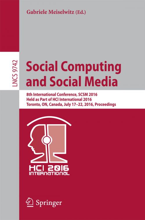 Cover of the book Social Computing and Social Media by , Springer International Publishing