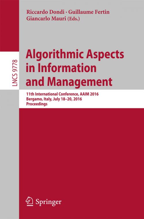 Cover of the book Algorithmic Aspects in Information and Management by , Springer International Publishing