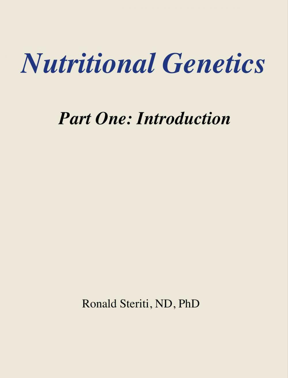 Big bigCover of Nutritional Genetics Part 1: Introduction