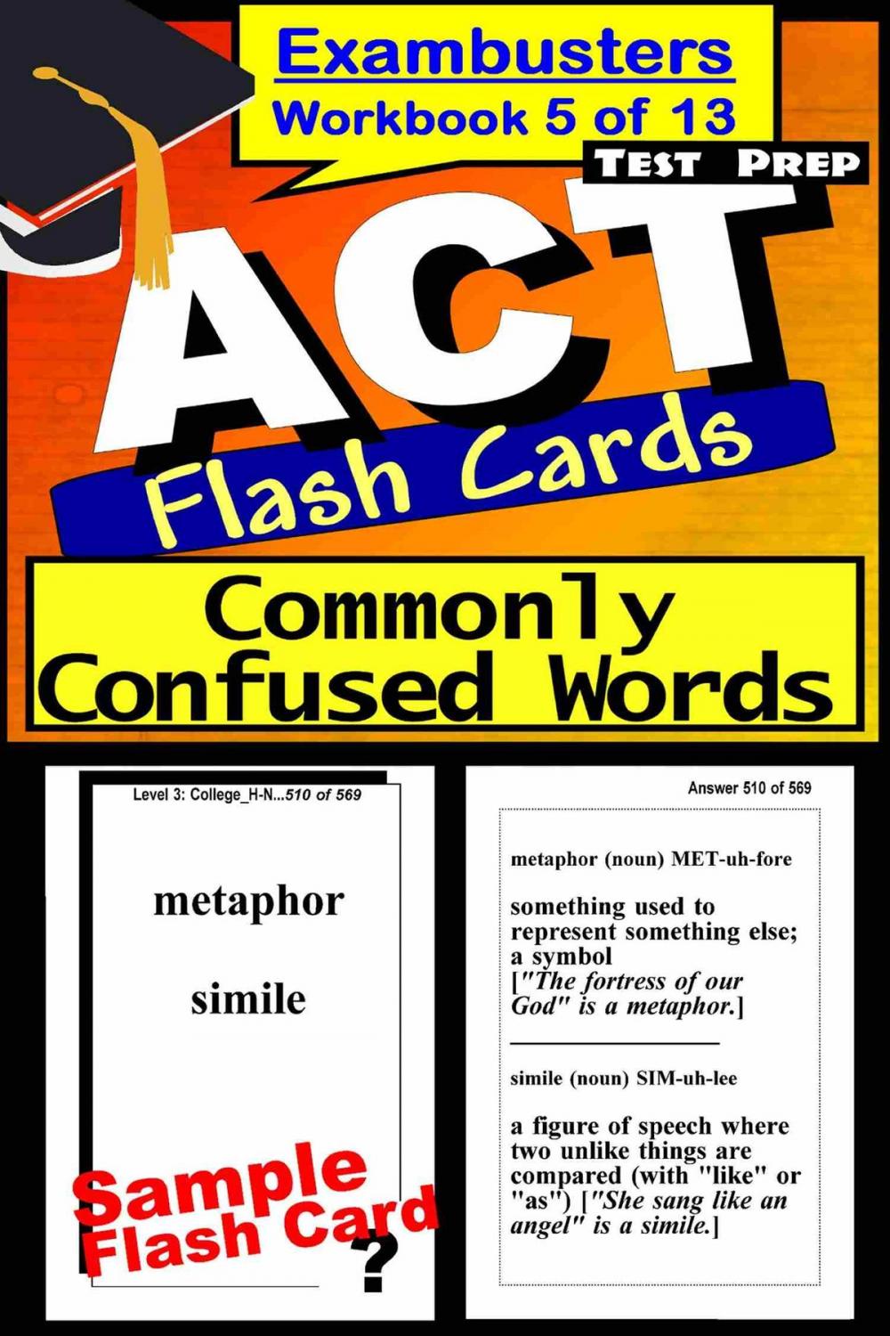 Big bigCover of ACT Test Prep Commonly Confused Words Review--Exambusters Flash Cards--Workbook 5 of 13