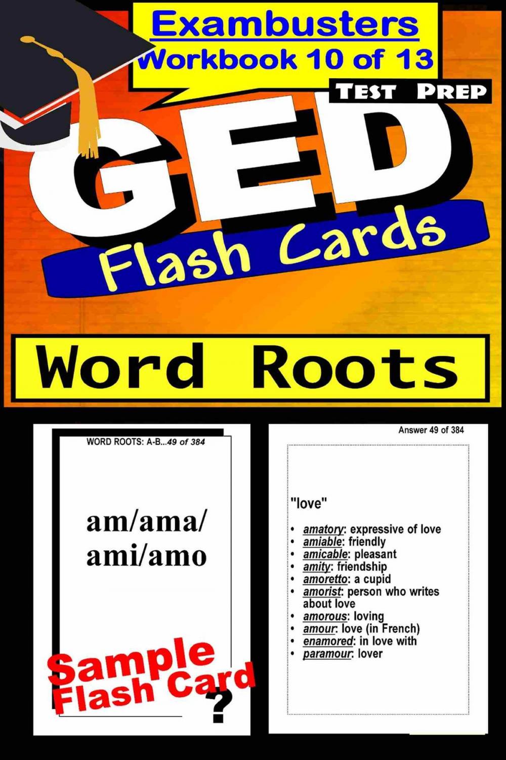 Big bigCover of GED Test Prep Word Roots Review--Exambusters Flash Cards--Workbook 10 of 13