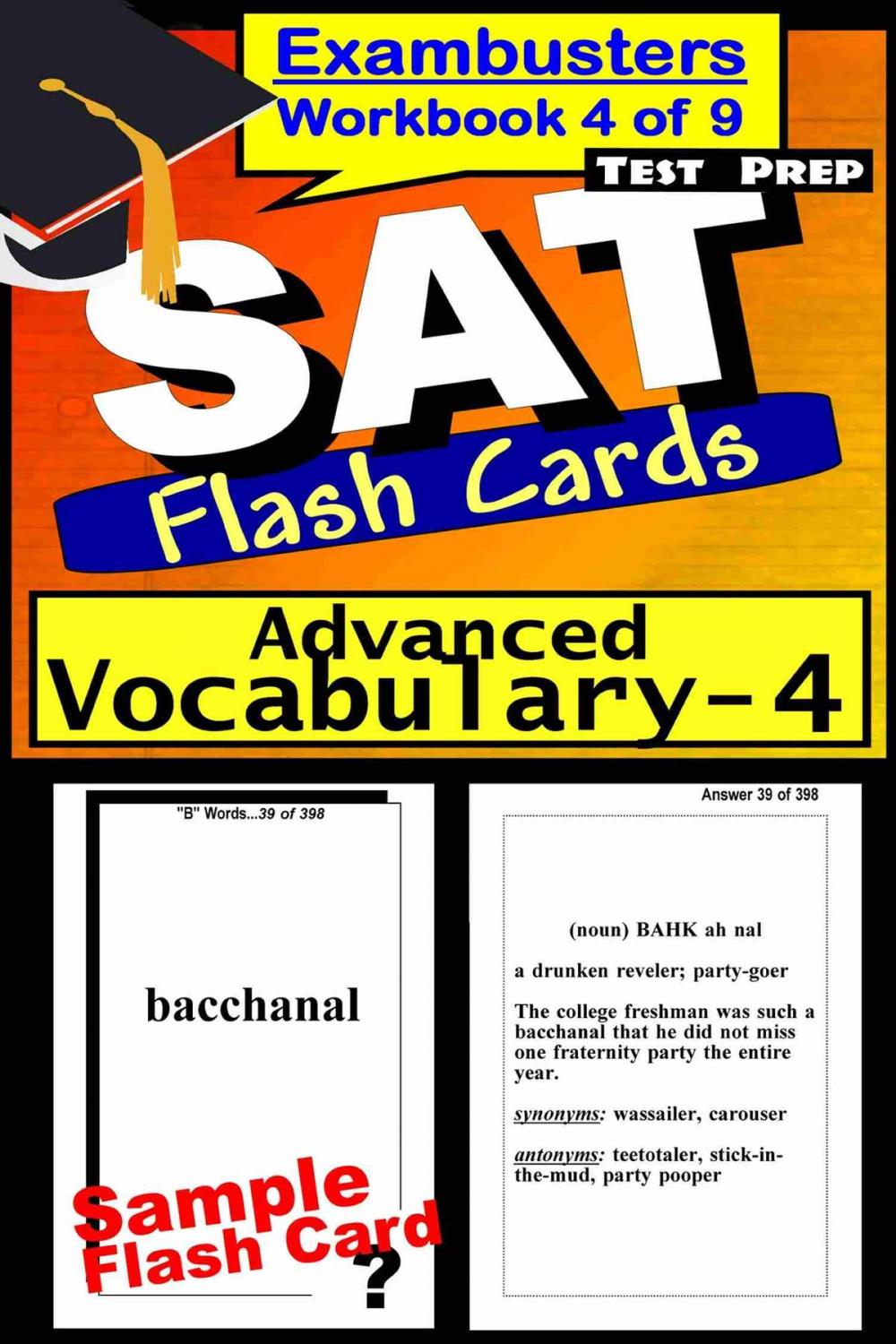 Big bigCover of SAT Test Prep Advanced Vocabulary 4 Review--Exambusters Flash Cards--Workbook 4 of 9