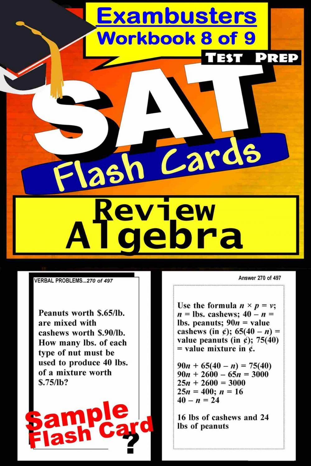 Big bigCover of SAT Test Prep Algebra Review--Exambusters Flash Cards--Workbook 8 of 9