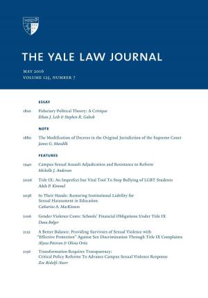 Book cover of Yale Law Journal: Volume 125, Number 7 - May 2016