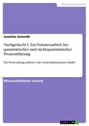 Cover of the book Nachgedacht I. Zur Volumenarbeit bei quasistatischer und nichtquasistatischer Prozessführung by Marco Scherzinger