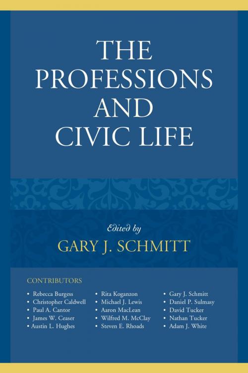 Cover of the book The Professions and Civic Life by Christopher Caldwell, Paul A. Cantor, James W. Ceaser, Austin L. Hughes, Rita Koganzon, Michael J. Lewis, Aaron MacLean, Wilfred M. McClay, Steven E. Rhoads, Daniel P. Sulmasy, David Tucker, Nathan Tucker, Adam J. White, Lexington Books