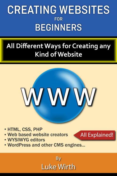 Cover of the book Creating Websites for Beginners: All the Different Ways for Creating any Kind of Website by Luke Wirth, Luke Wirth