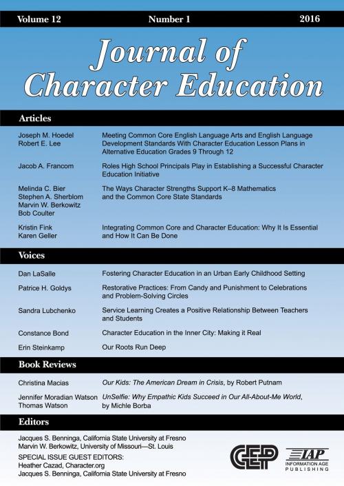Cover of the book Journal of Character Education Issue by , Information Age Publishing