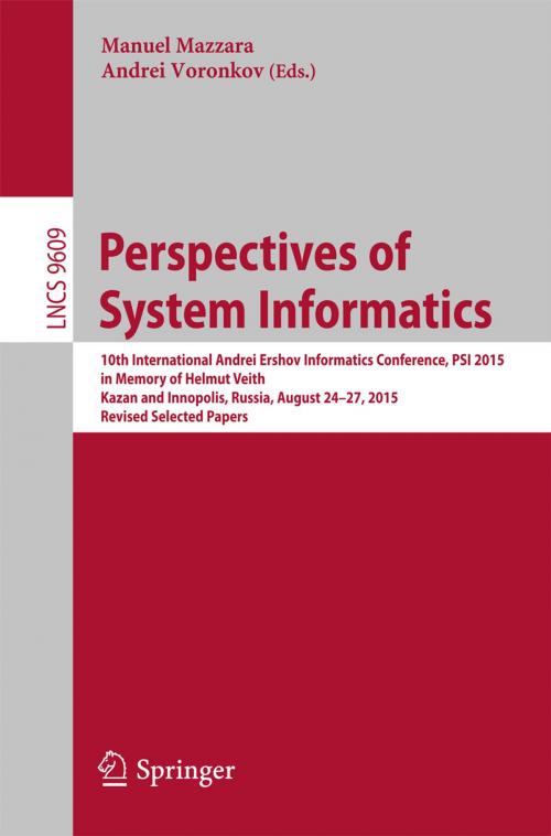 Cover of the book Perspectives of System Informatics by , Springer International Publishing
