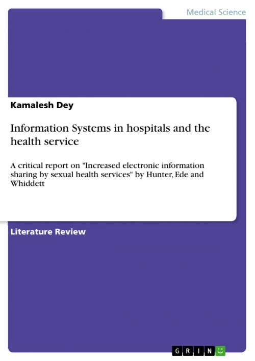 Cover of the book Information Systems in hospitals and the health service by Kamalesh Dey, GRIN Publishing