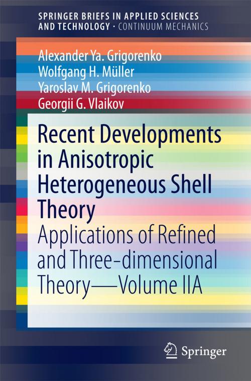 Cover of the book Recent Developments in Anisotropic Heterogeneous Shell Theory by Alexander Ya. Grigorenko, Wolfgang H. Müller, Georgii G. Vlaikov, Yaroslav M. Grigorenko, Springer Singapore