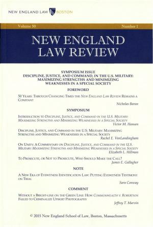 Cover of the book New England Law Review: Volume 50, Number 1 - Fall 2015 by Martin Shapiro