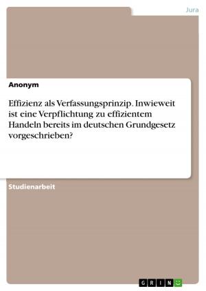 Cover of the book Effizienz als Verfassungsprinzip. Inwieweit ist eine Verpflichtung zu effizientem Handeln bereits im deutschen Grundgesetz vorgeschrieben? by Jan Glawe