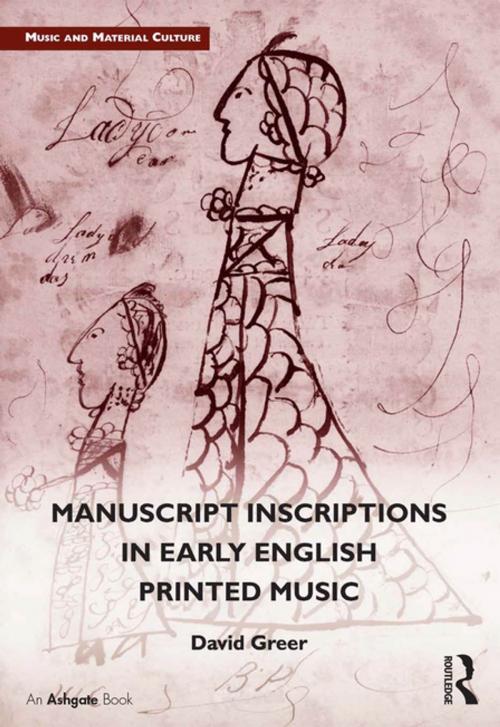 Cover of the book Manuscript Inscriptions in Early English Printed Music by David Greer, Taylor and Francis