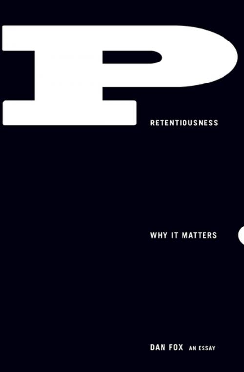 Cover of the book Pretentiousness by Dan Fox, Coffee House Press
