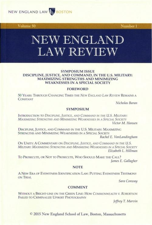 Cover of the book New England Law Review: Volume 50, Number 1 - Fall 2015 by New England Law Review, Quid Pro, LLC
