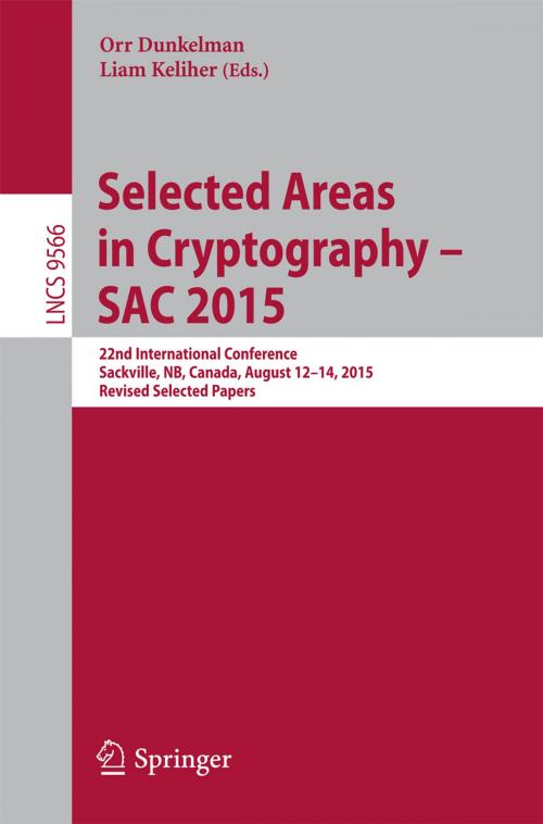 Cover of the book Selected Areas in Cryptography - SAC 2015 by , Springer International Publishing