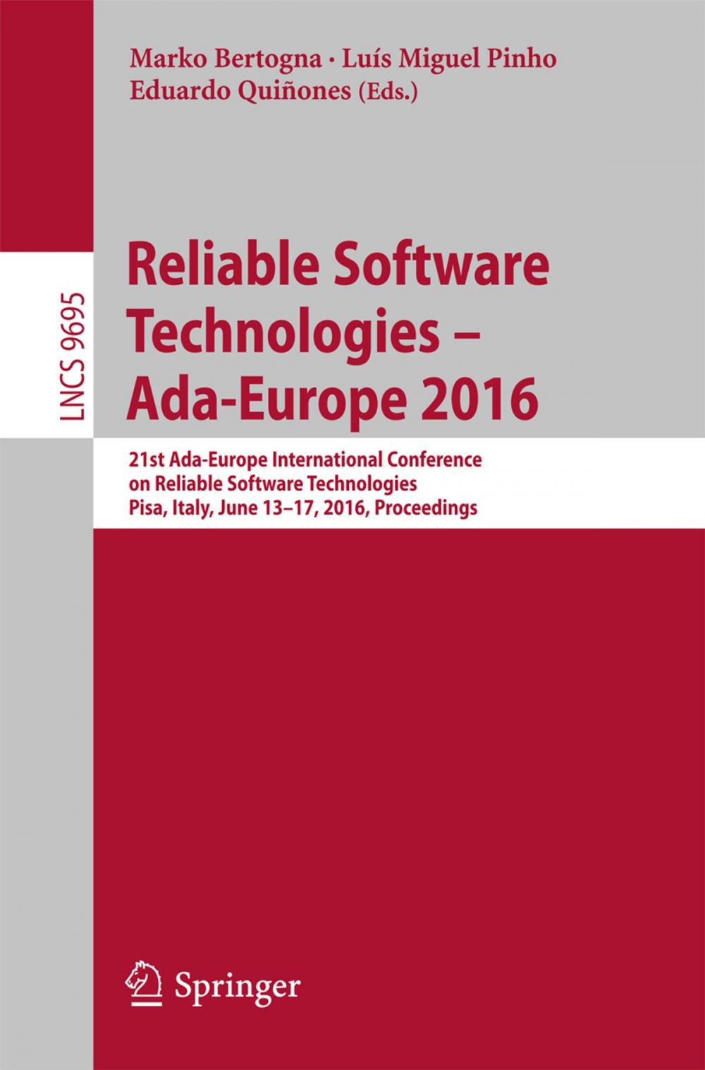 Big bigCover of Reliable Software Technologies – Ada-Europe 2016