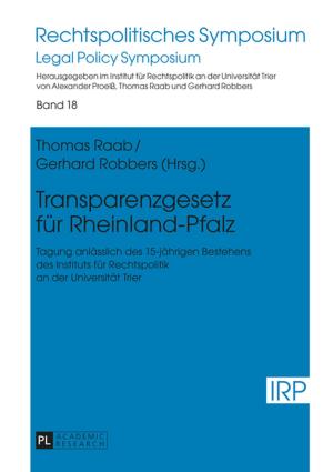 Cover of the book Transparenzgesetz fuer Rheinland-Pfalz by Brian Mooney