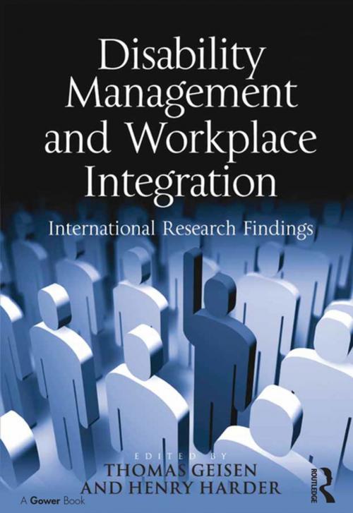 Cover of the book Disability Management and Workplace Integration by Henry G. Harder, Taylor and Francis