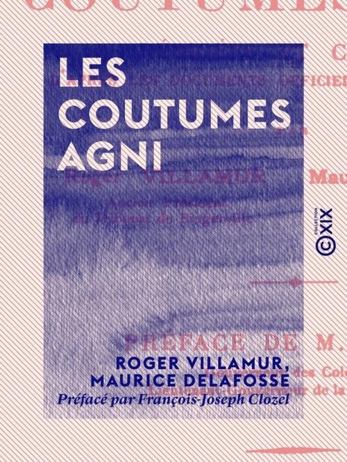 Cover of the book Les Coutumes agni by François-Joseph Clozel, Maurice Delafosse, Roger Villamur, Collection XIX