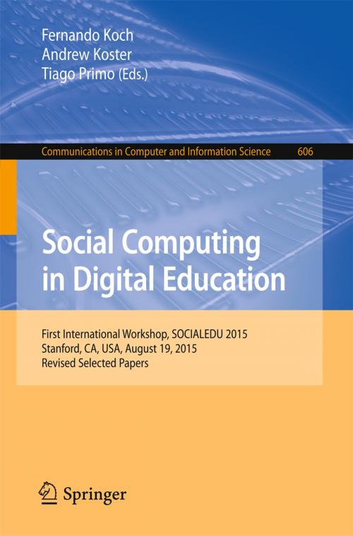 Cover of the book Social Computing in Digital Education by , Springer International Publishing