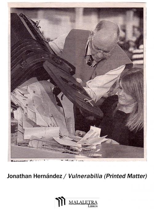 Cover of the book Vulnerabilia (Printed Matter) by Jonathan Hernández, Publicaciones Malaletra Internacional