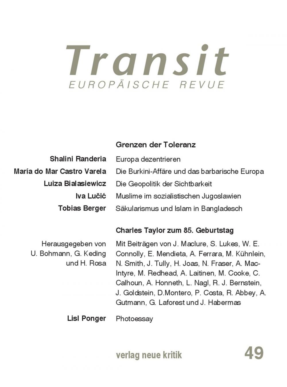 Big bigCover of Transit 49. Europäische Revue