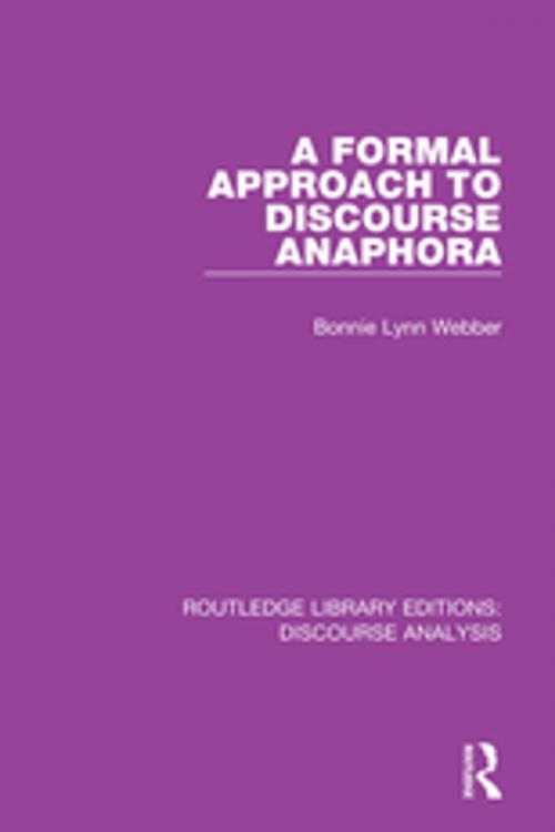 Cover of the book A Formal Approach to Discourse Anaphora by , Taylor and Francis
