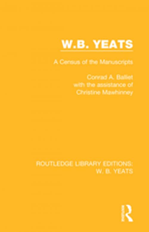 Cover of the book W. B. Yeats by Conrad A. Balliet, Christine Mawhinney, Taylor and Francis