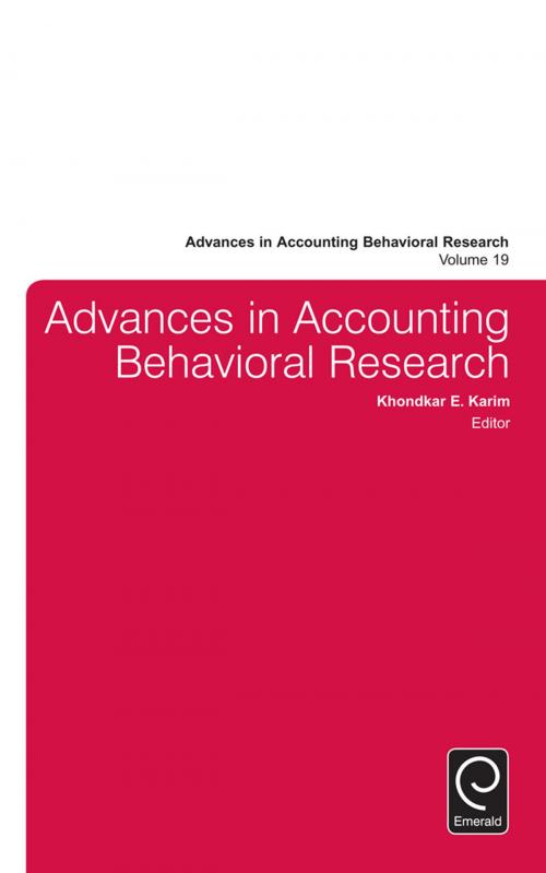 Cover of the book Advances in Accounting Behavioral Research by , Emerald Group Publishing Limited