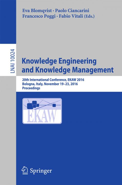 Cover of the book Knowledge Engineering and Knowledge Management by , Springer International Publishing