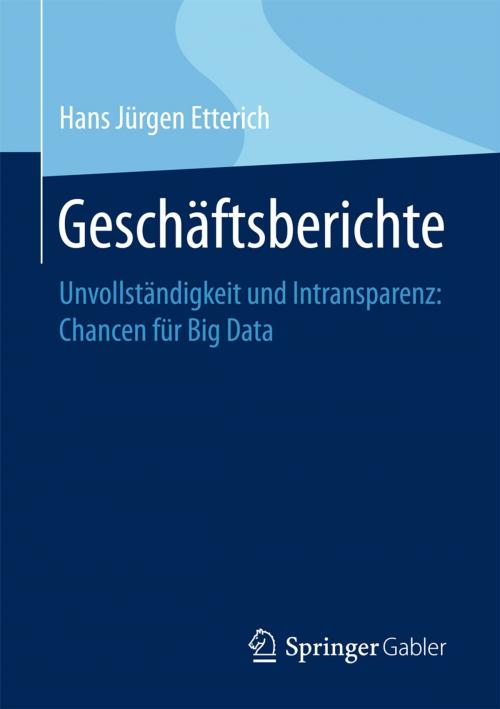 Cover of the book Geschäftsberichte by Hans Jürgen Etterich, Springer Fachmedien Wiesbaden