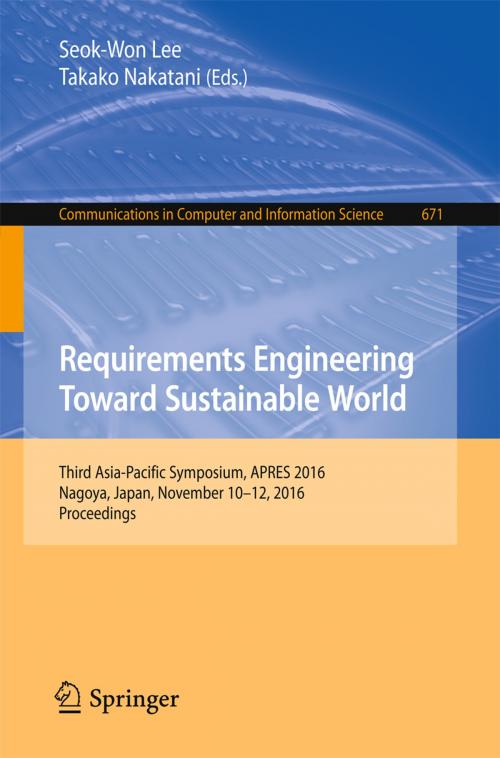 Cover of the book Requirements Engineering Toward Sustainable World by , Springer Singapore