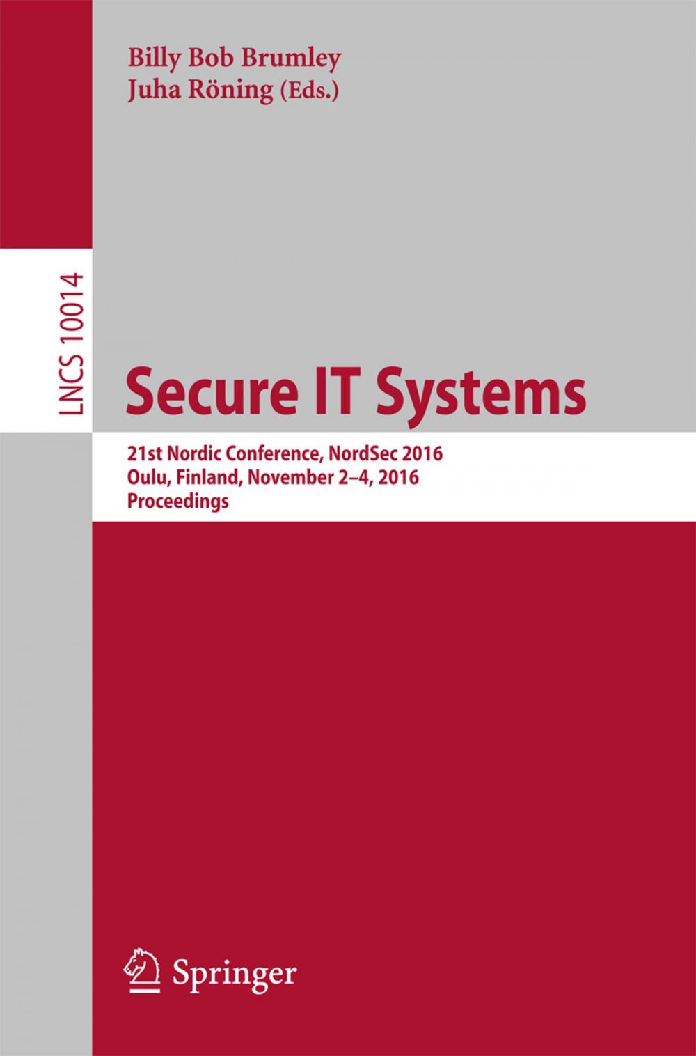 Big bigCover of Secure IT Systems