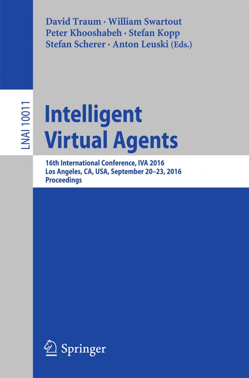 Big bigCover of Intelligent Virtual Agents