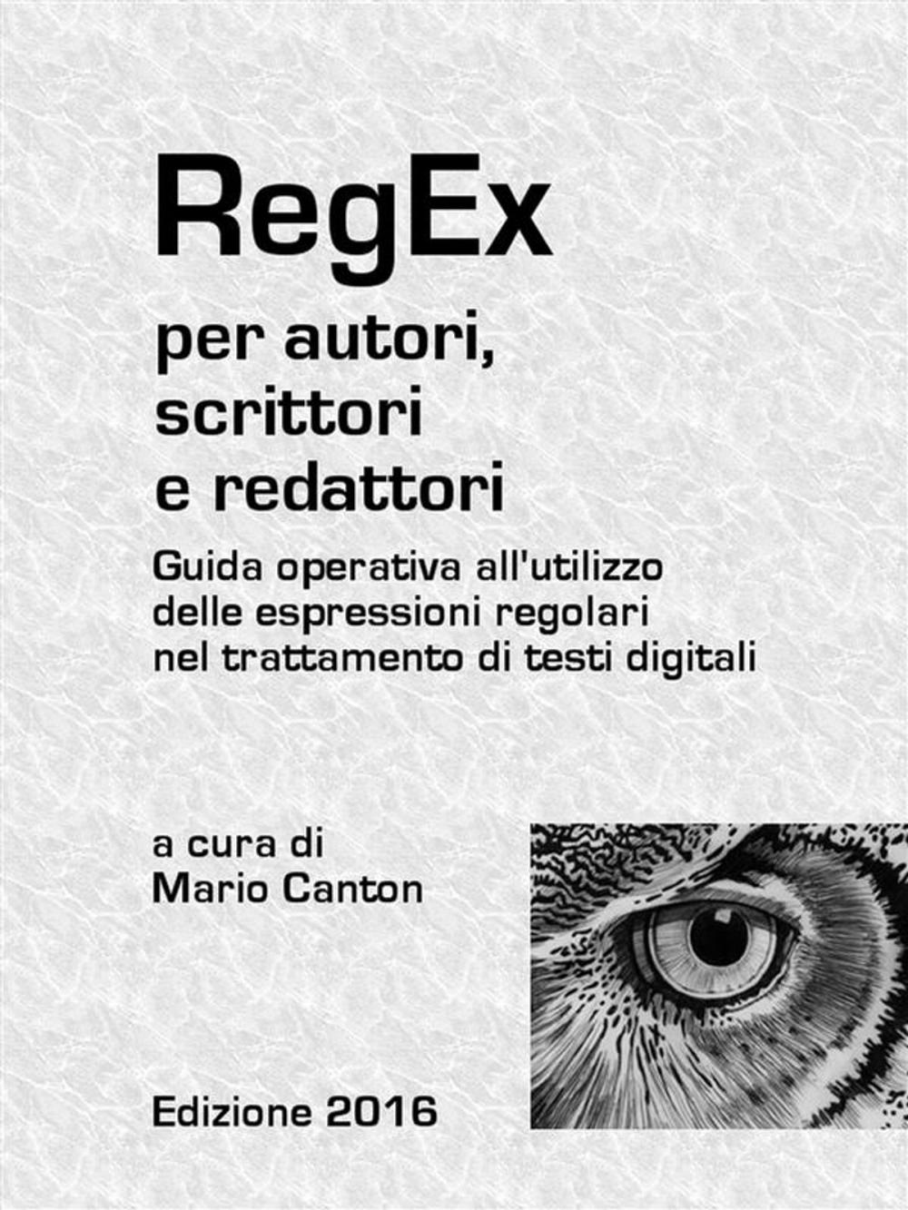 Big bigCover of RegEx per autori, scrittori e redattori. Guida operativa all'utilizzo delle espressioni regolari nel trattamento di testi digitali.