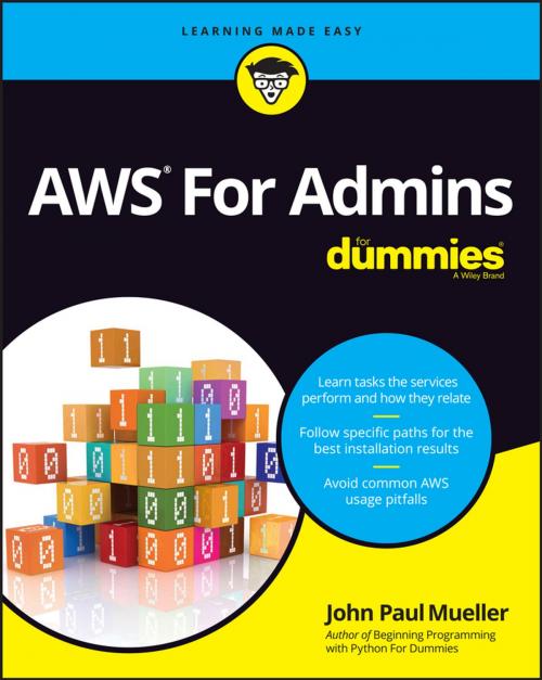 Cover of the book AWS For Admins For Dummies by John Paul Mueller, Wiley