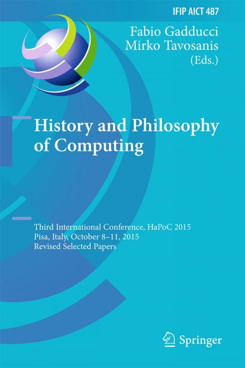 Cover of the book History and Philosophy of Computing by , Springer International Publishing