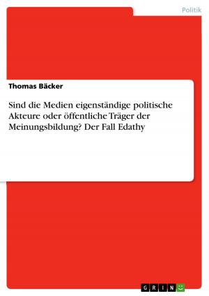 Cover of the book Sind die Medien eigenständige politische Akteure oder öffentliche Träger der Meinungsbildung? Der Fall Edathy by Alexander Syder