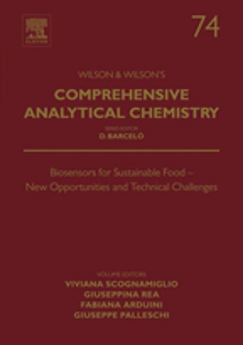 Cover of the book Biosensors for Sustainable Food - New Opportunities and Technical Challenges by Viviana Scognamiglio, Giuseppina Rea, Fabiana Arduini, Giuseppe Palleschi, Elsevier Science