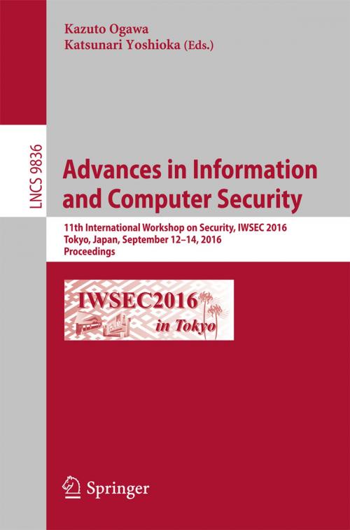 Cover of the book Advances in Information and Computer Security by , Springer International Publishing