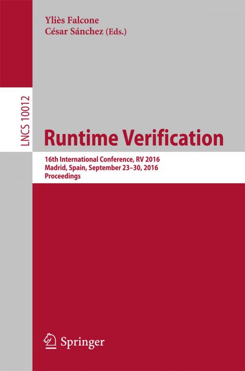 Cover of the book Runtime Verification by , Springer International Publishing