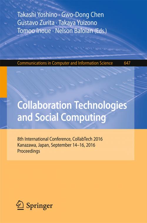 Cover of the book Collaboration Technologies and Social Computing by , Springer Singapore