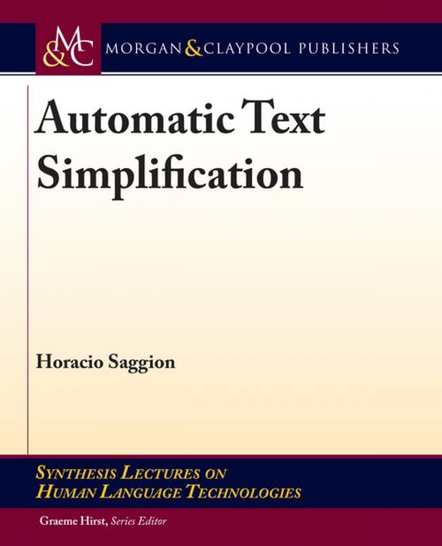 Cover of the book Automatic Text Simplification by Horacio Saggion, Graeme Hirst, Morgan & Claypool Publishers