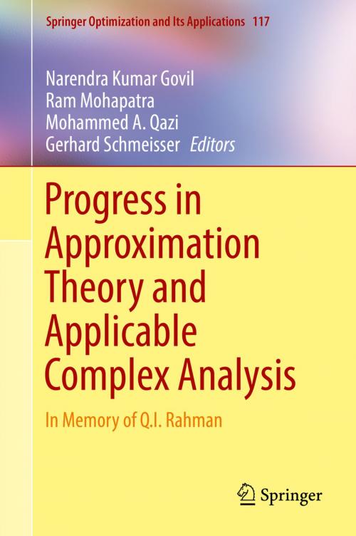 Cover of the book Progress in Approximation Theory and Applicable Complex Analysis by , Springer International Publishing