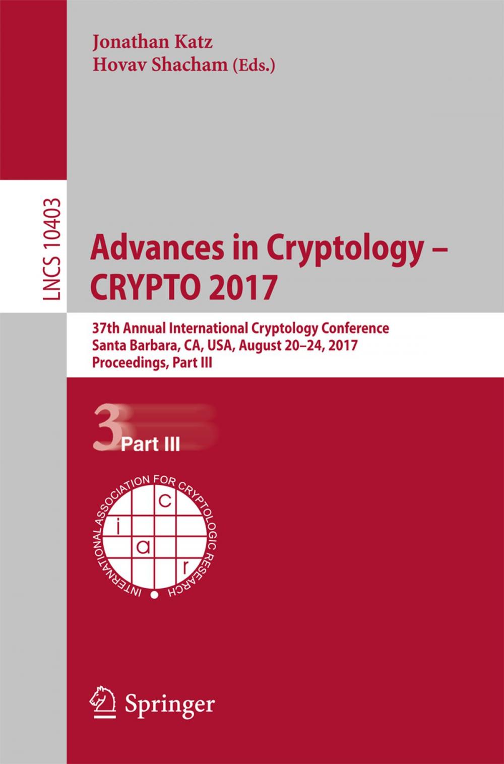 Big bigCover of Advances in Cryptology – CRYPTO 2017